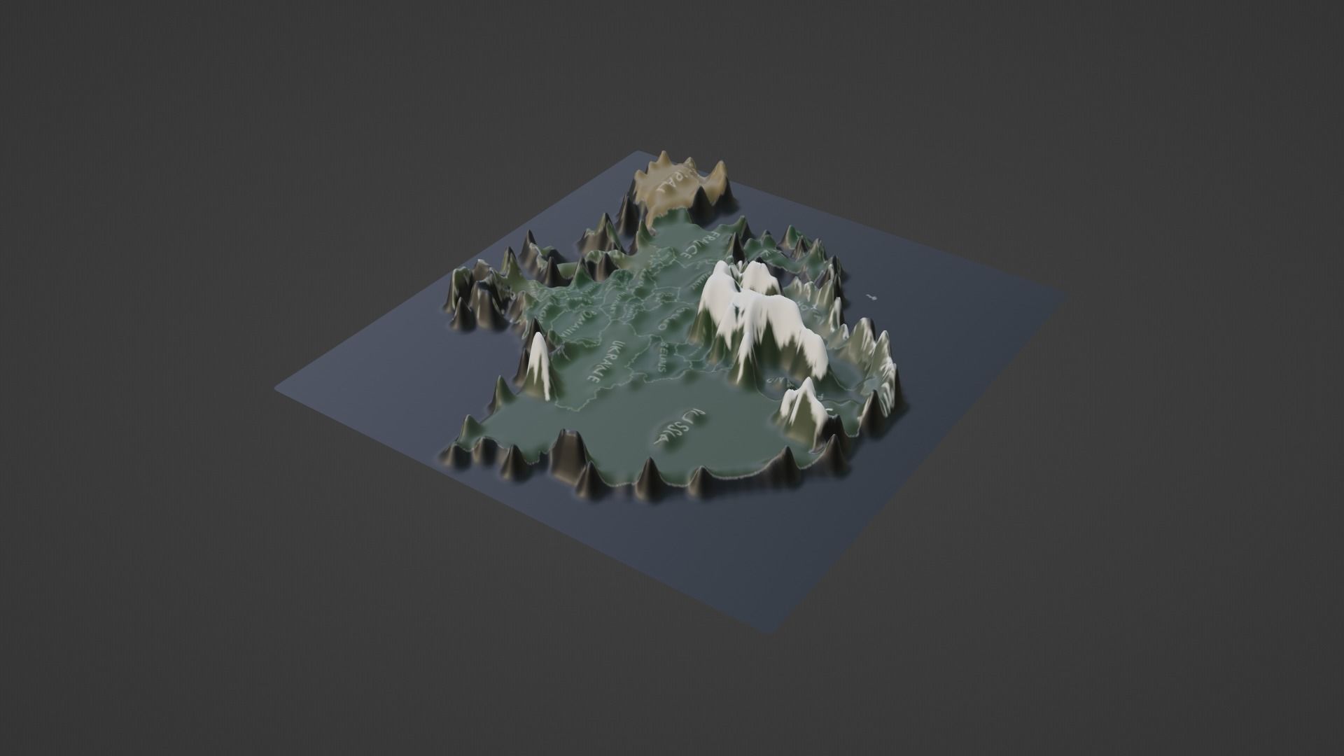 Europe Map Topography  Low-poly 3D model_3