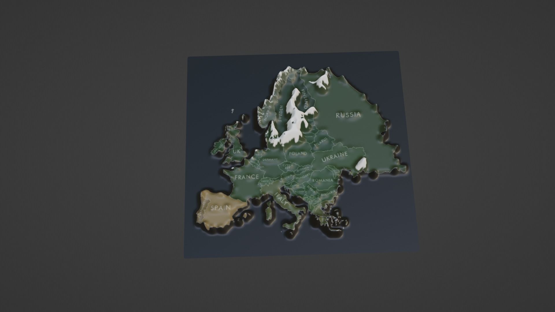 Europe Map Topography  Low-poly 3D model_5