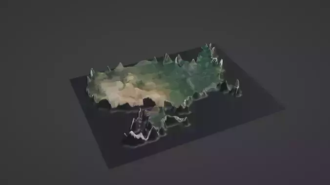 America Map Topography  Low-poly 3D model
