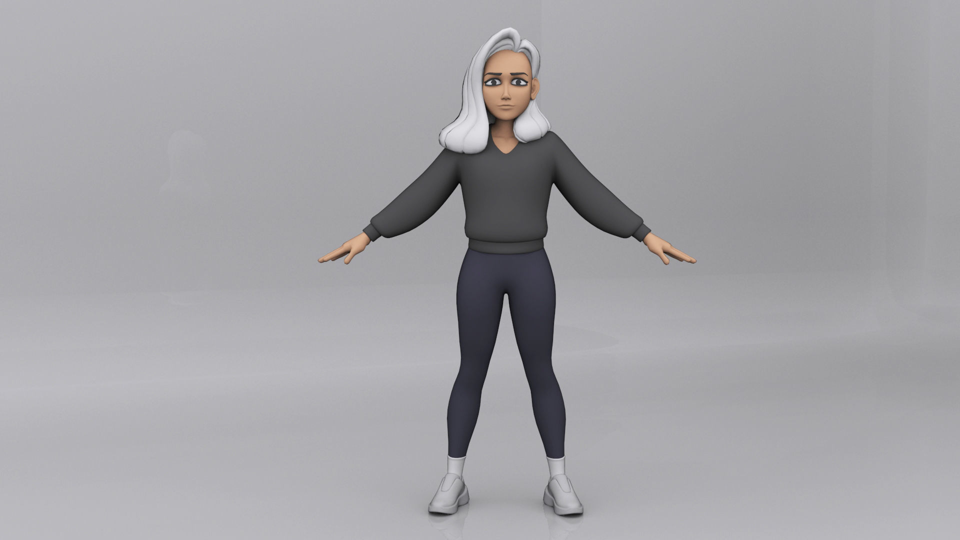 3D Girl Low-poly 3D model_2