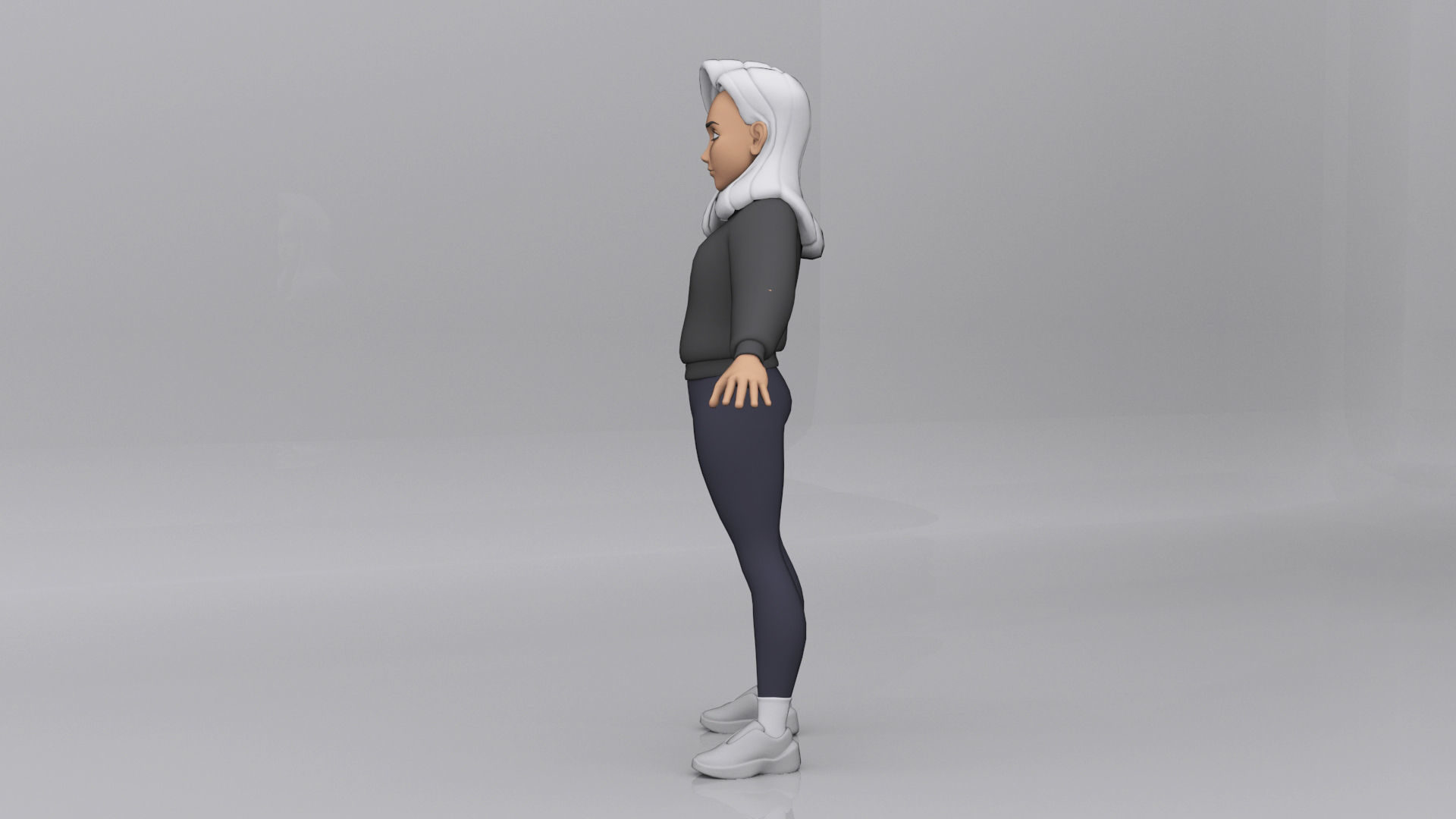 3D Girl Low-poly 3D model_3