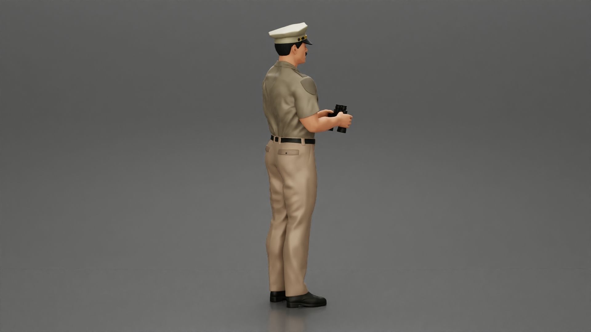 officer holding binoculars 3D print model_2