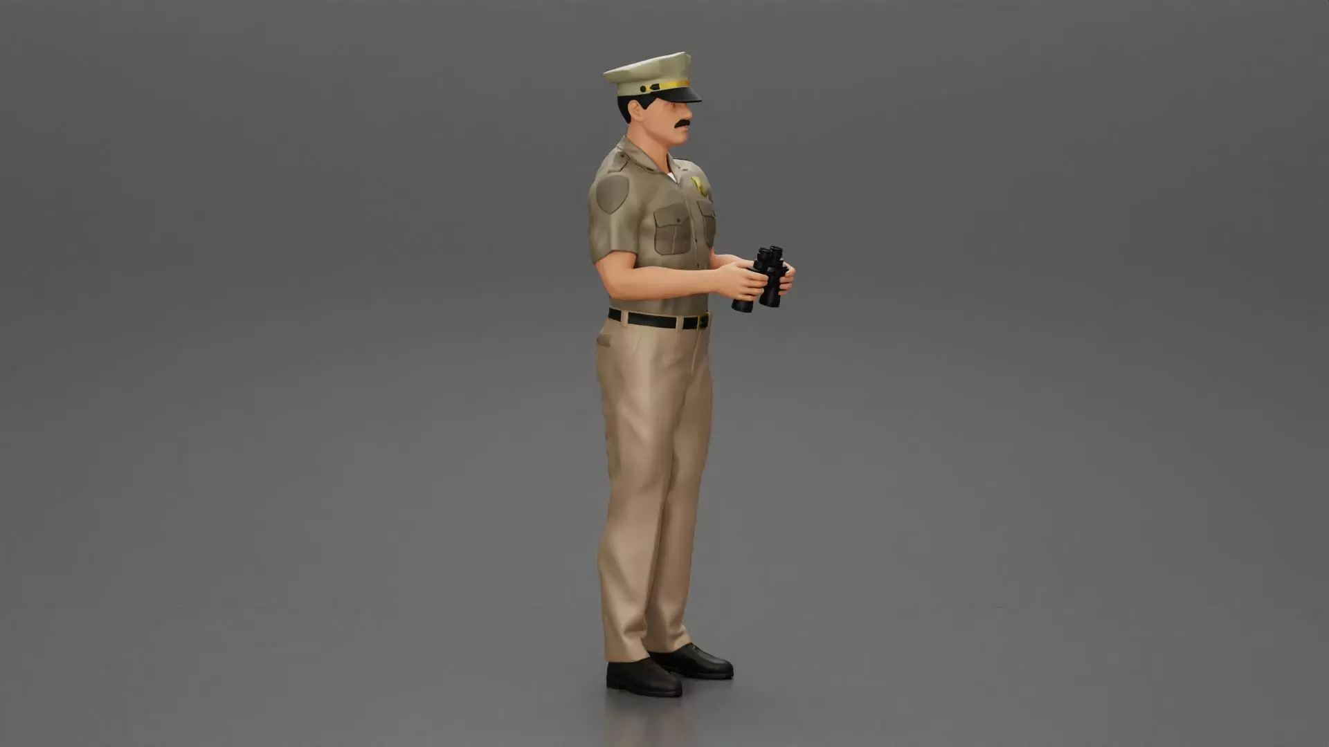 officer holding binoculars 3D print model_0