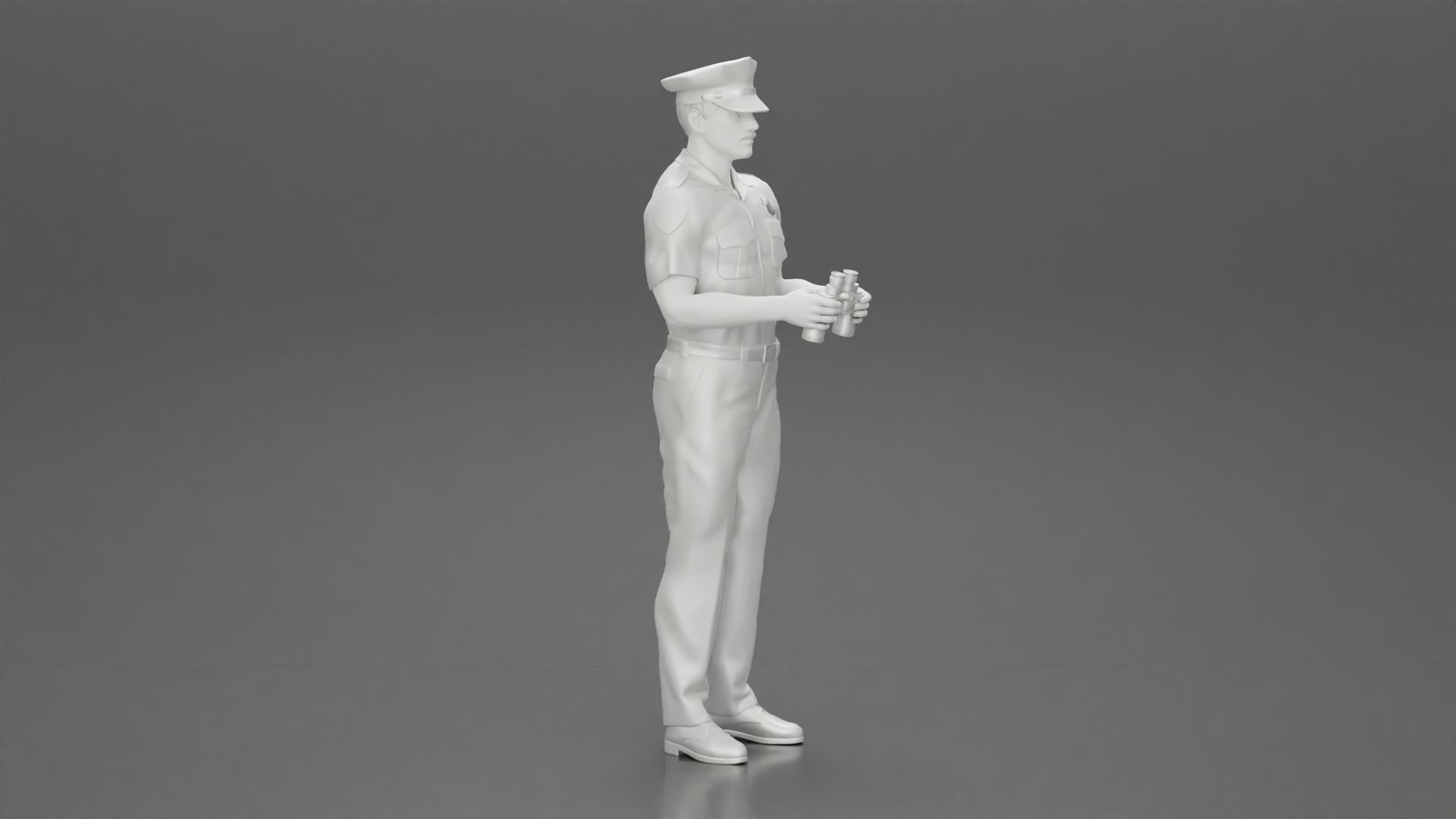 officer holding binoculars 3D print model_7