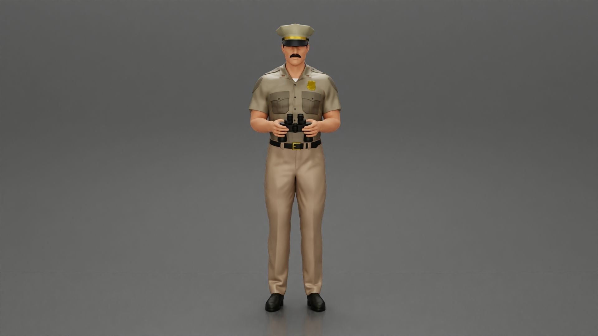 officer holding binoculars 3D print model_1