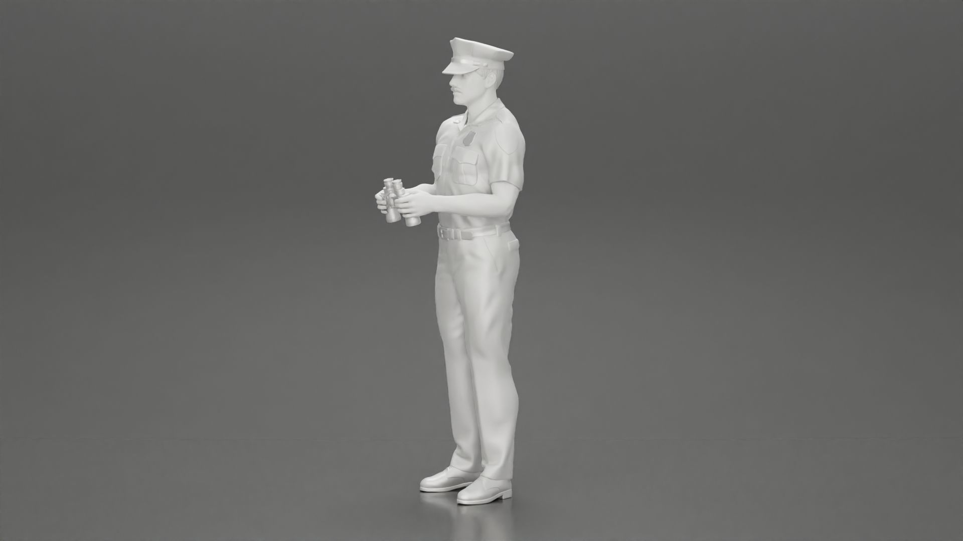 officer holding binoculars 3D print model_11