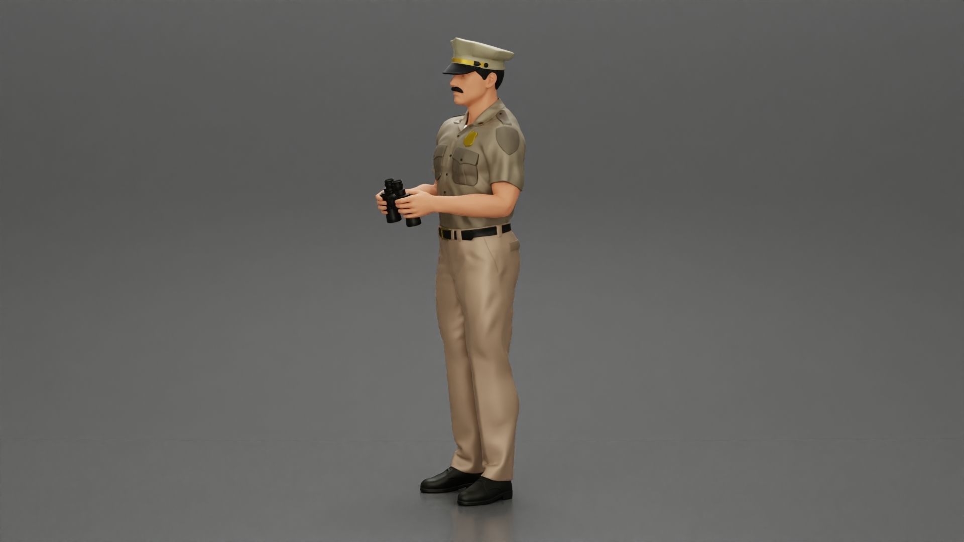 officer holding binoculars 3D print model_5