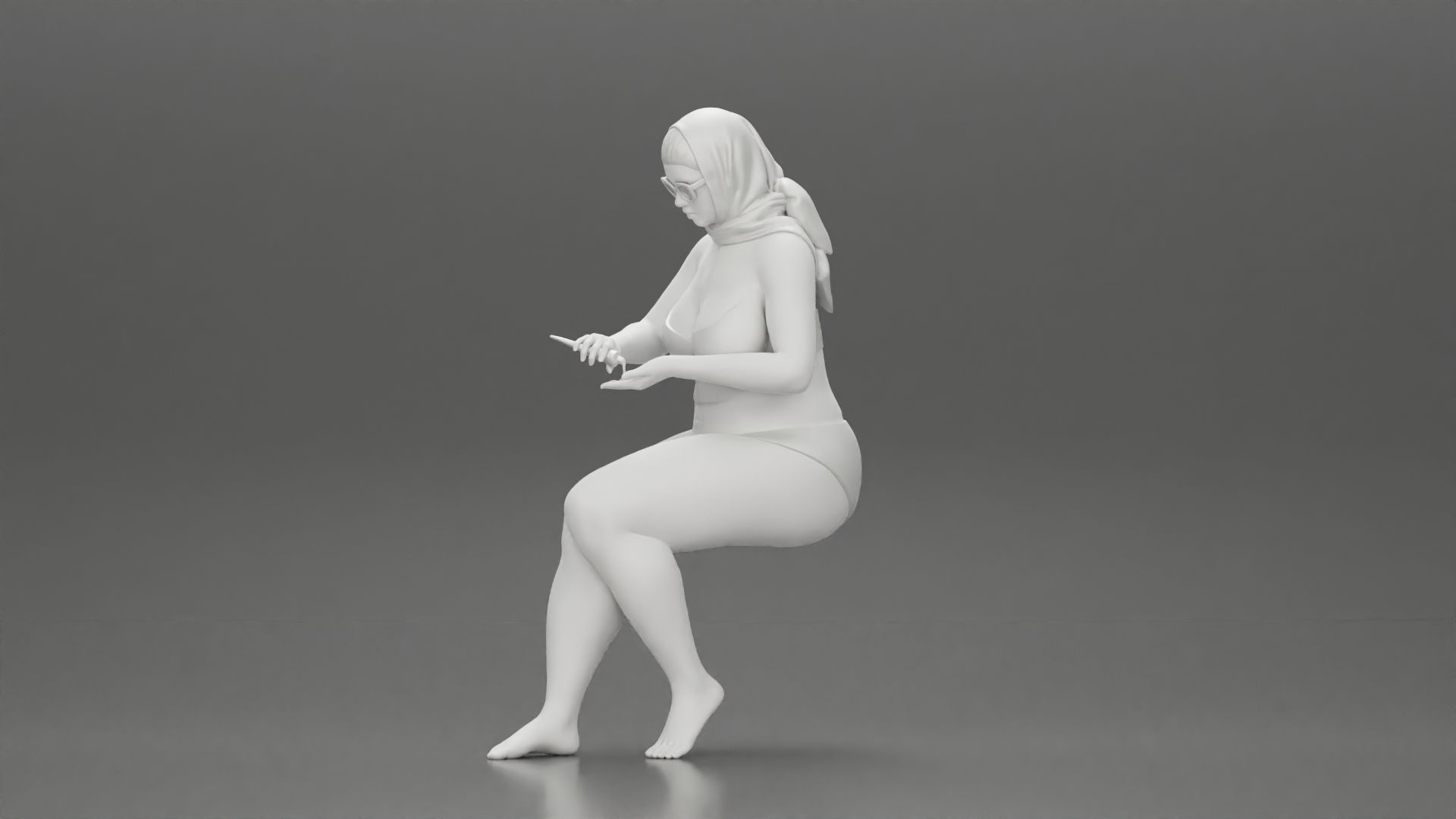 girl in bikini sunglasses summer scarf putting sunscreen 3D print model_12