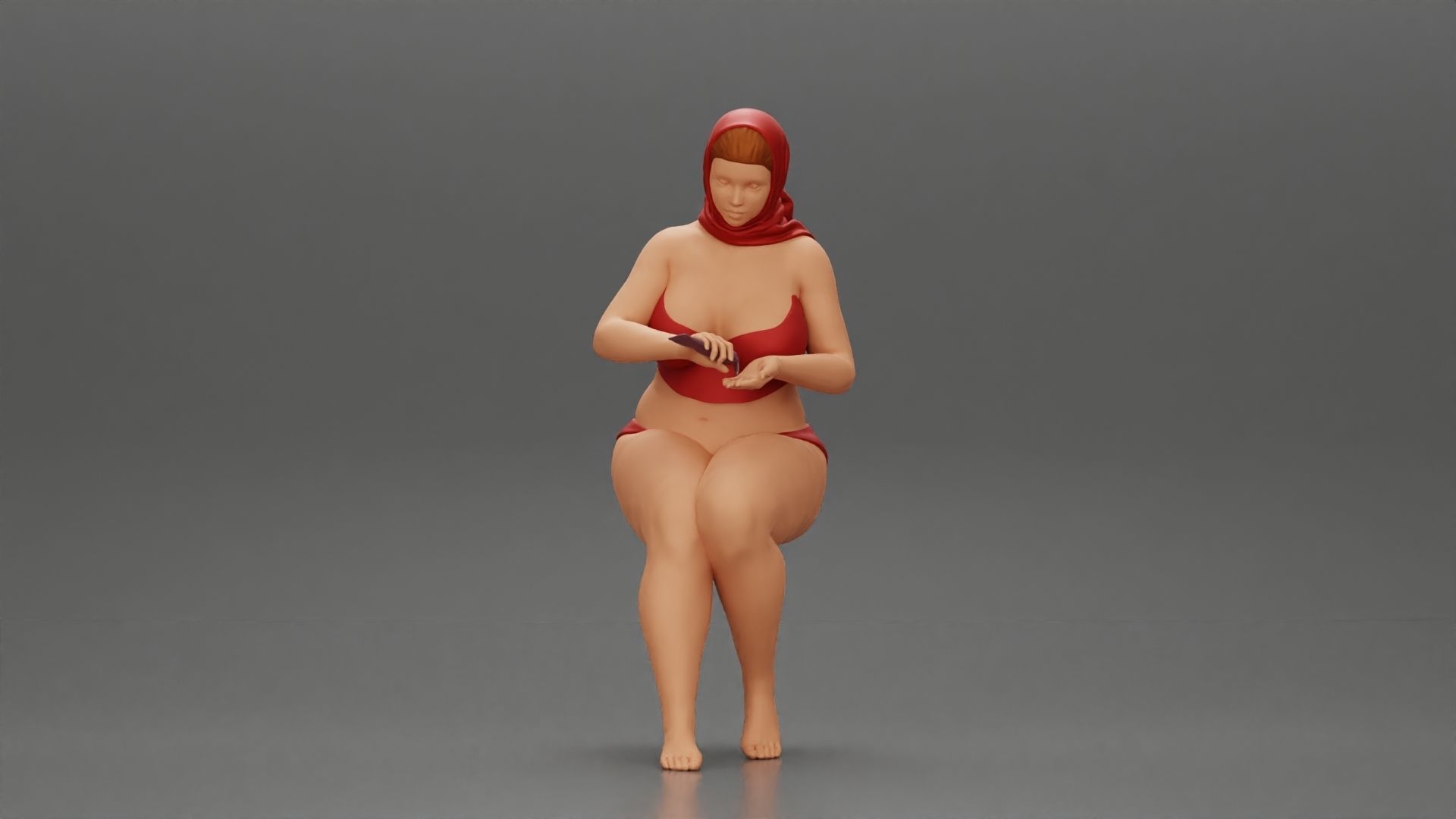 girl in bikini sunglasses summer scarf putting sunscreen 3D print model_7