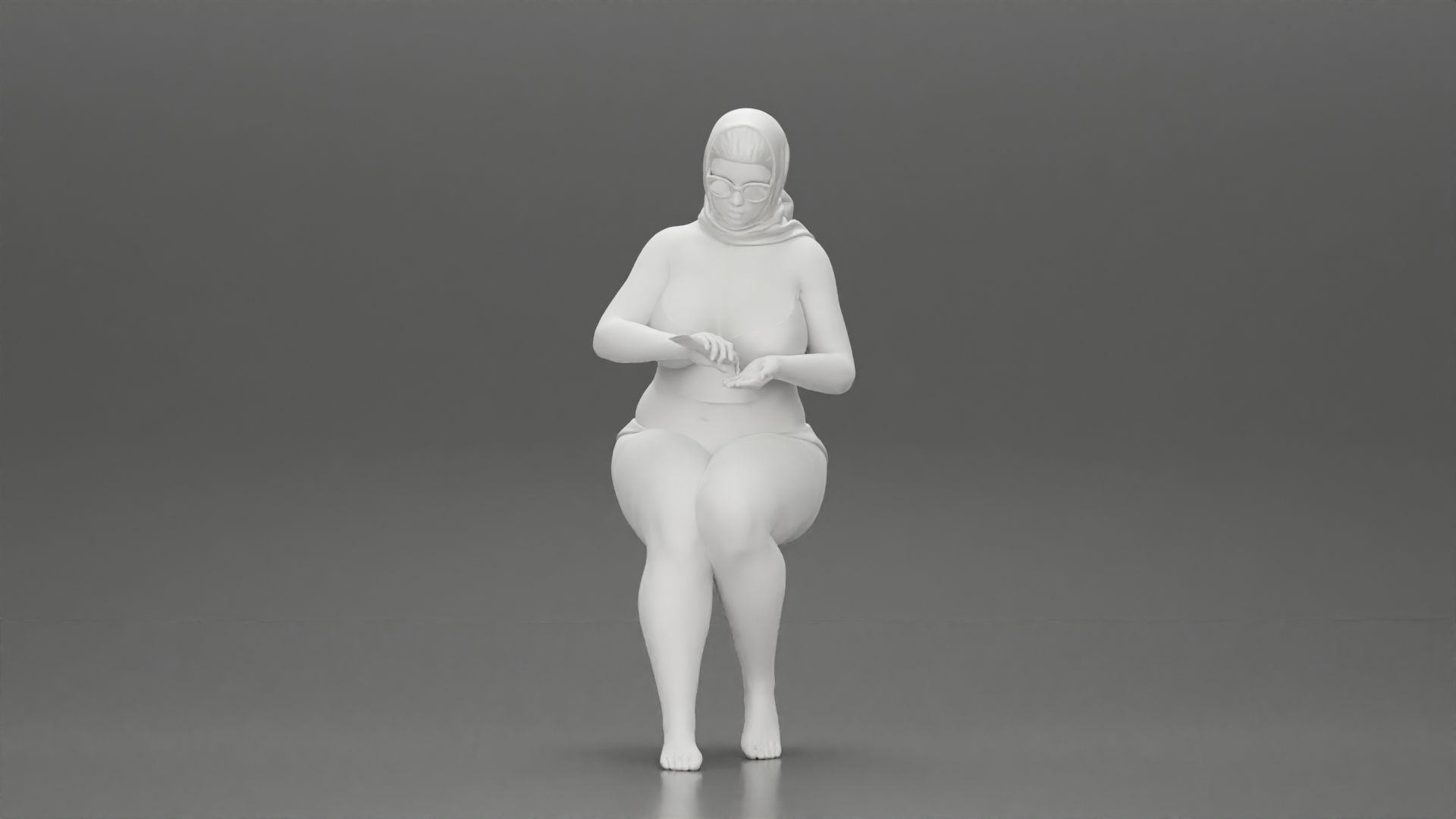 girl in bikini sunglasses summer scarf putting sunscreen 3D print model_13