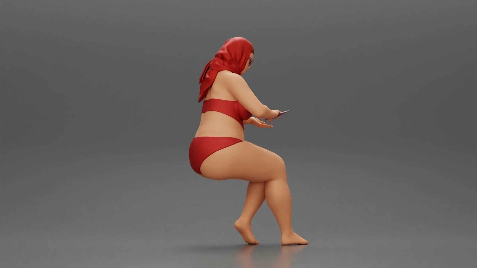 girl in bikini sunglasses summer scarf putting sunscreen 3D print model_3