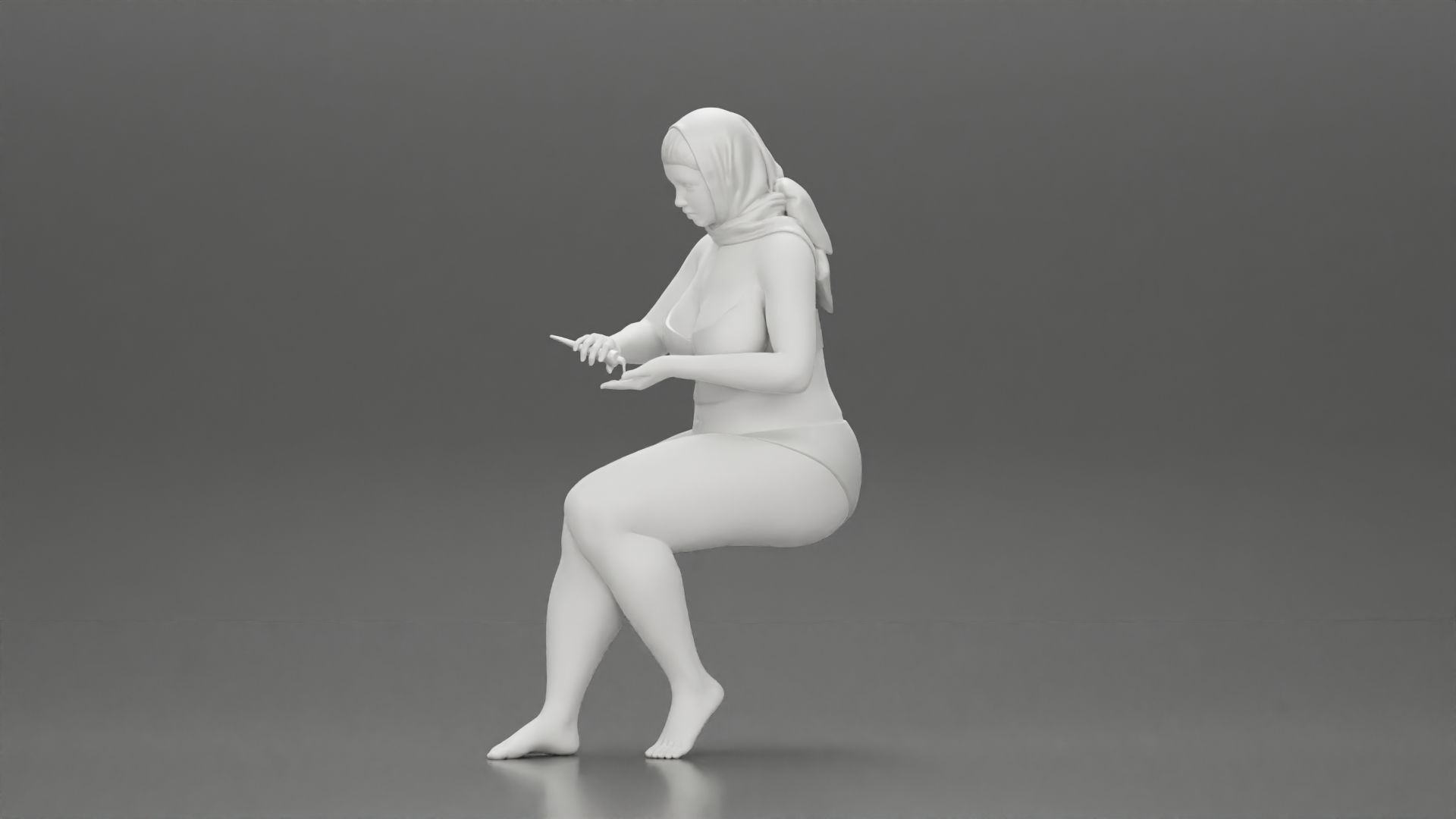 girl in bikini sunglasses summer scarf putting sunscreen 3D print model_18