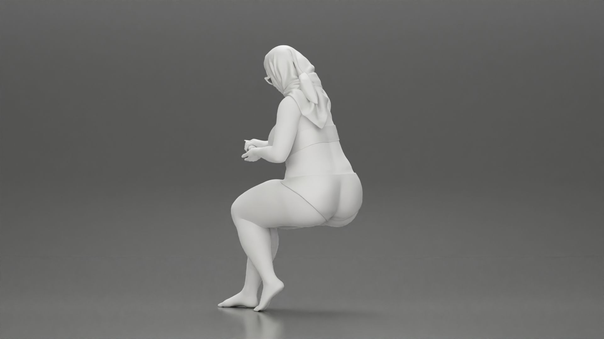 girl in bikini sunglasses summer scarf putting sunscreen 3D print model_17