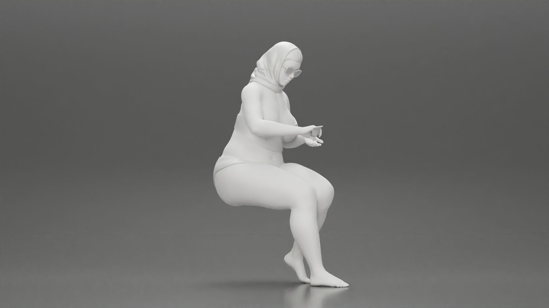 girl in bikini sunglasses summer scarf putting sunscreen 3D print model_14