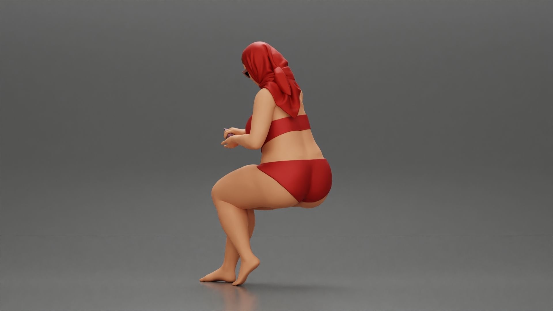 girl in bikini sunglasses summer scarf putting sunscreen 3D print model_5