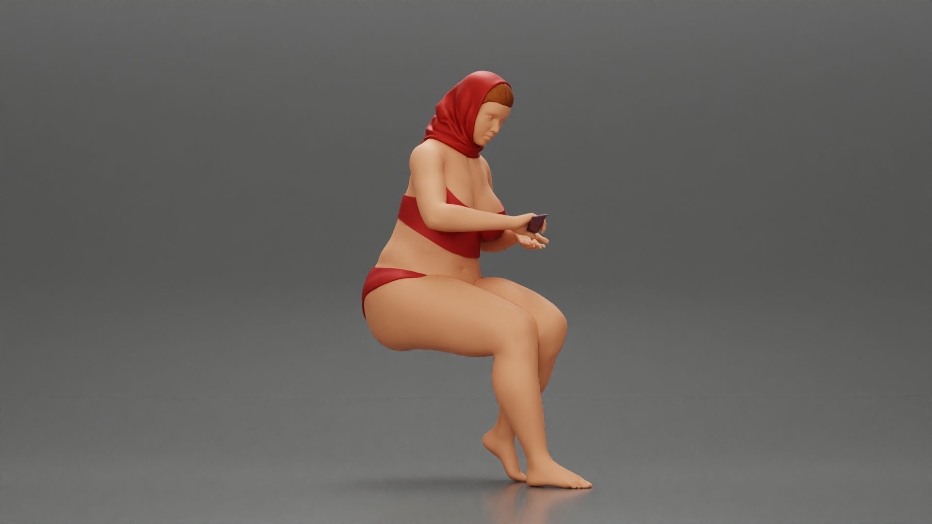 girl in bikini sunglasses summer scarf putting sunscreen 3D print model_8