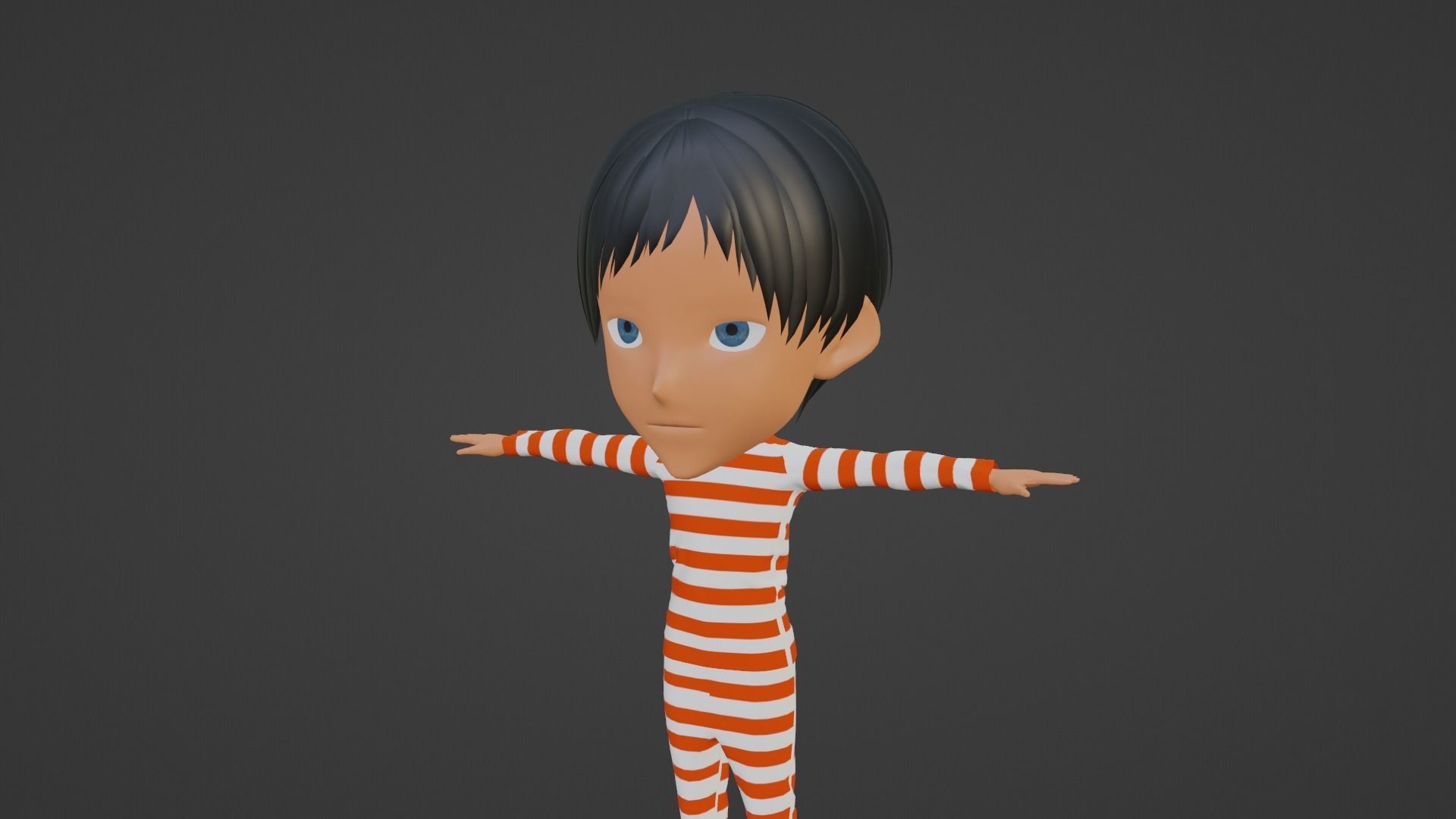 Prisoner Cartoon character Low-poly 3D model_7