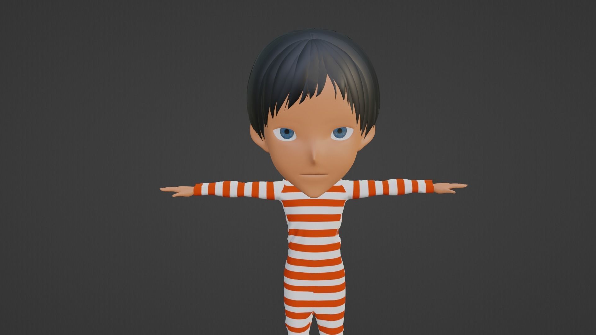 Prisoner Cartoon character Low-poly 3D model_6
