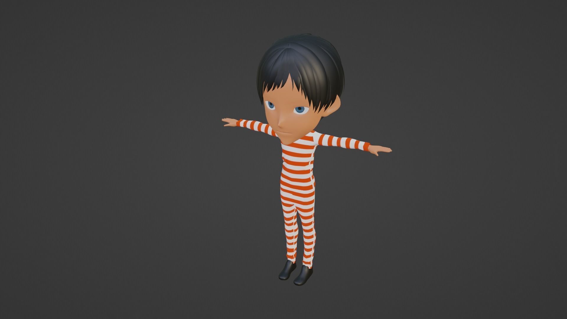 Prisoner Cartoon character Low-poly 3D model_2
