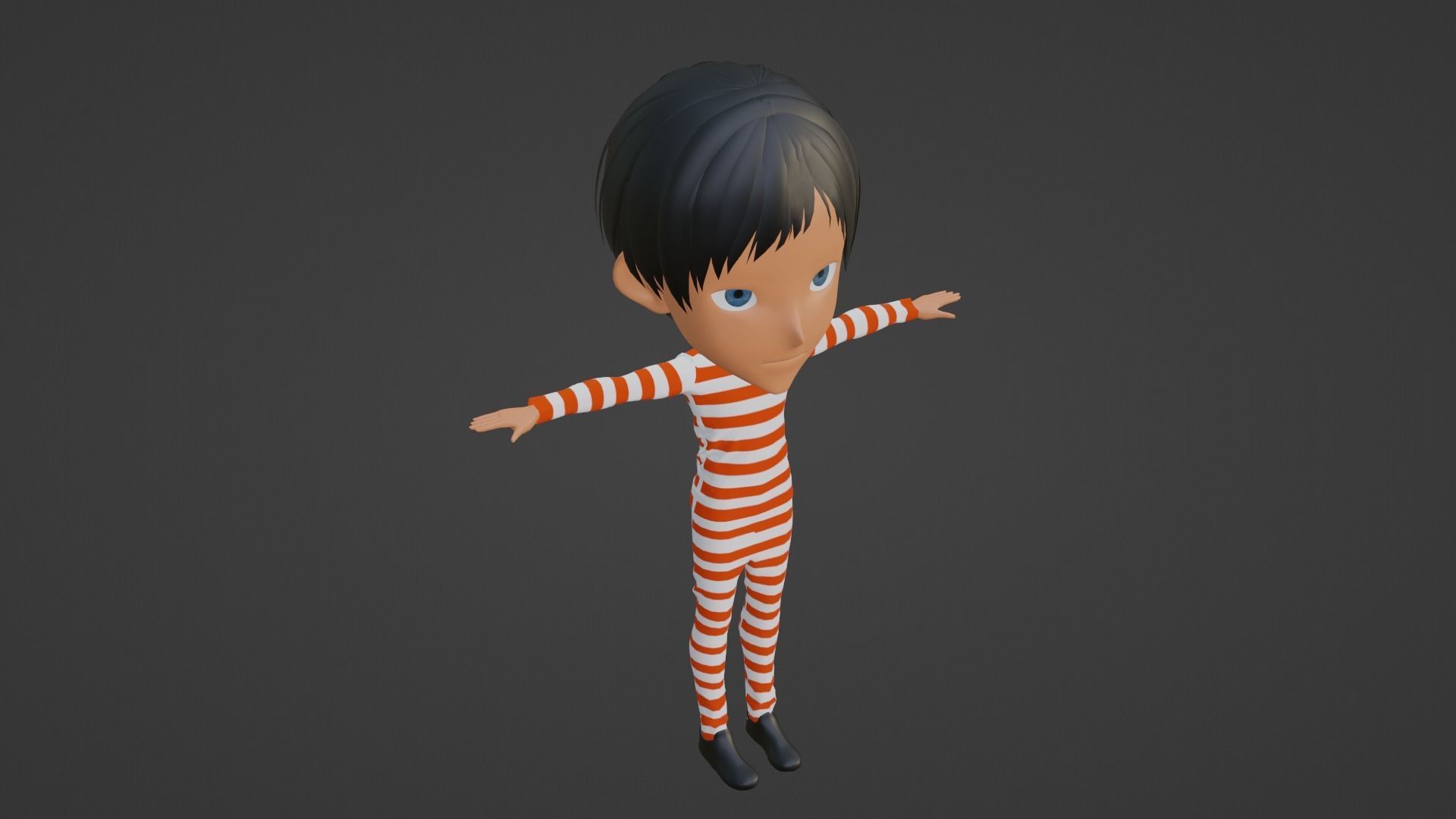 Prisoner Cartoon character Low-poly 3D model_3