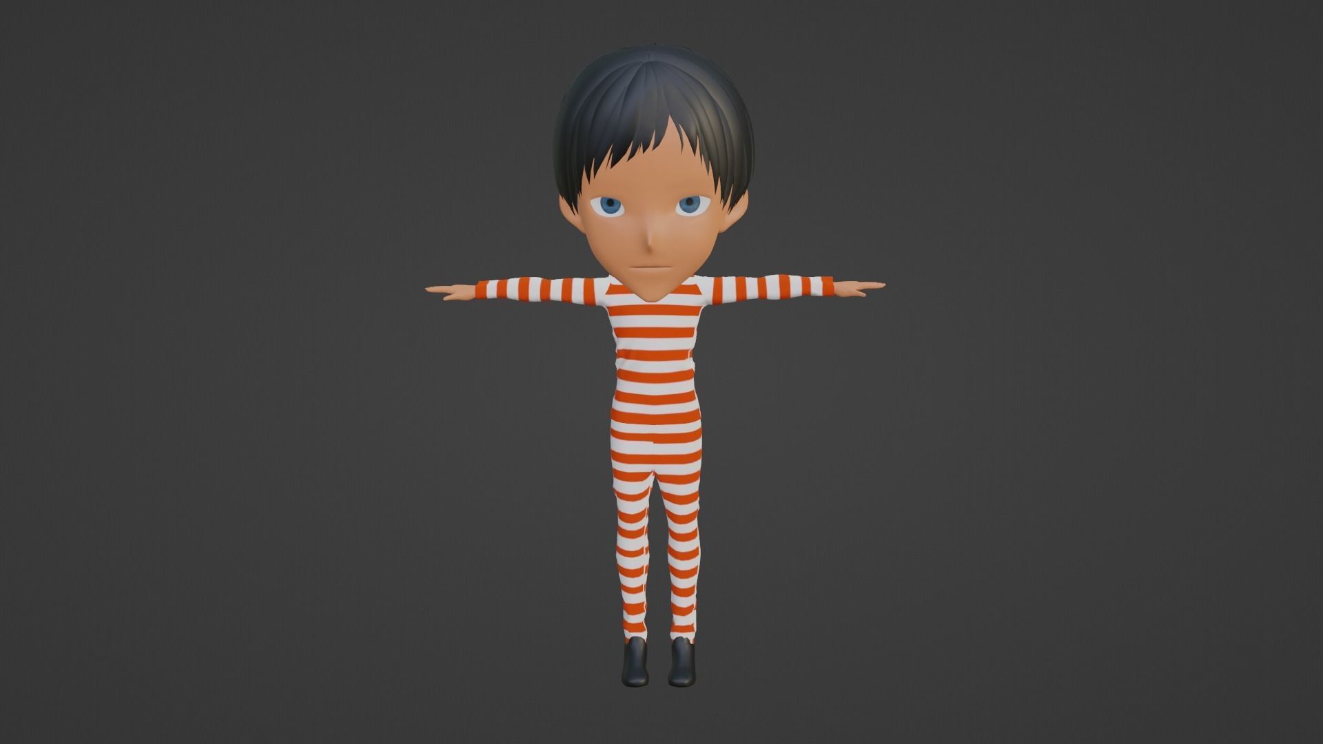 Prisoner Cartoon character Low-poly 3D model_1