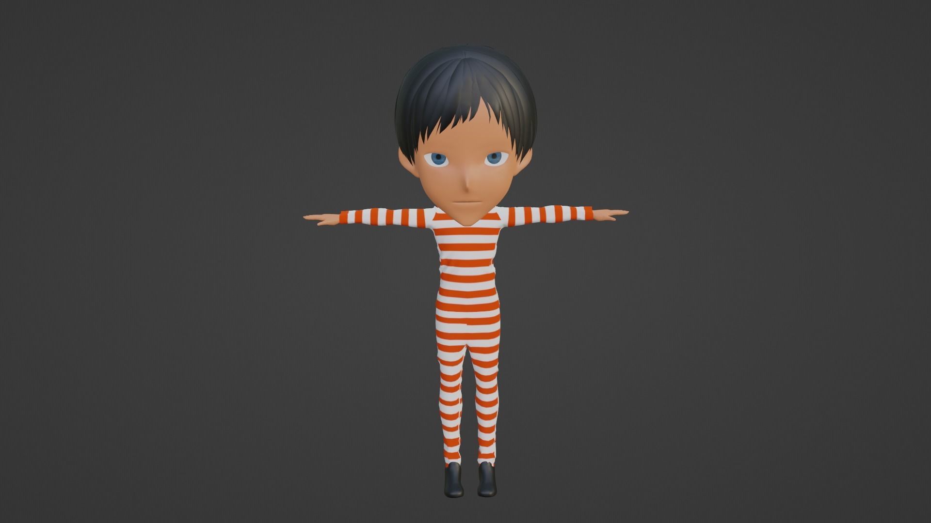 Prisoner Cartoon character Low-poly 3D model_4