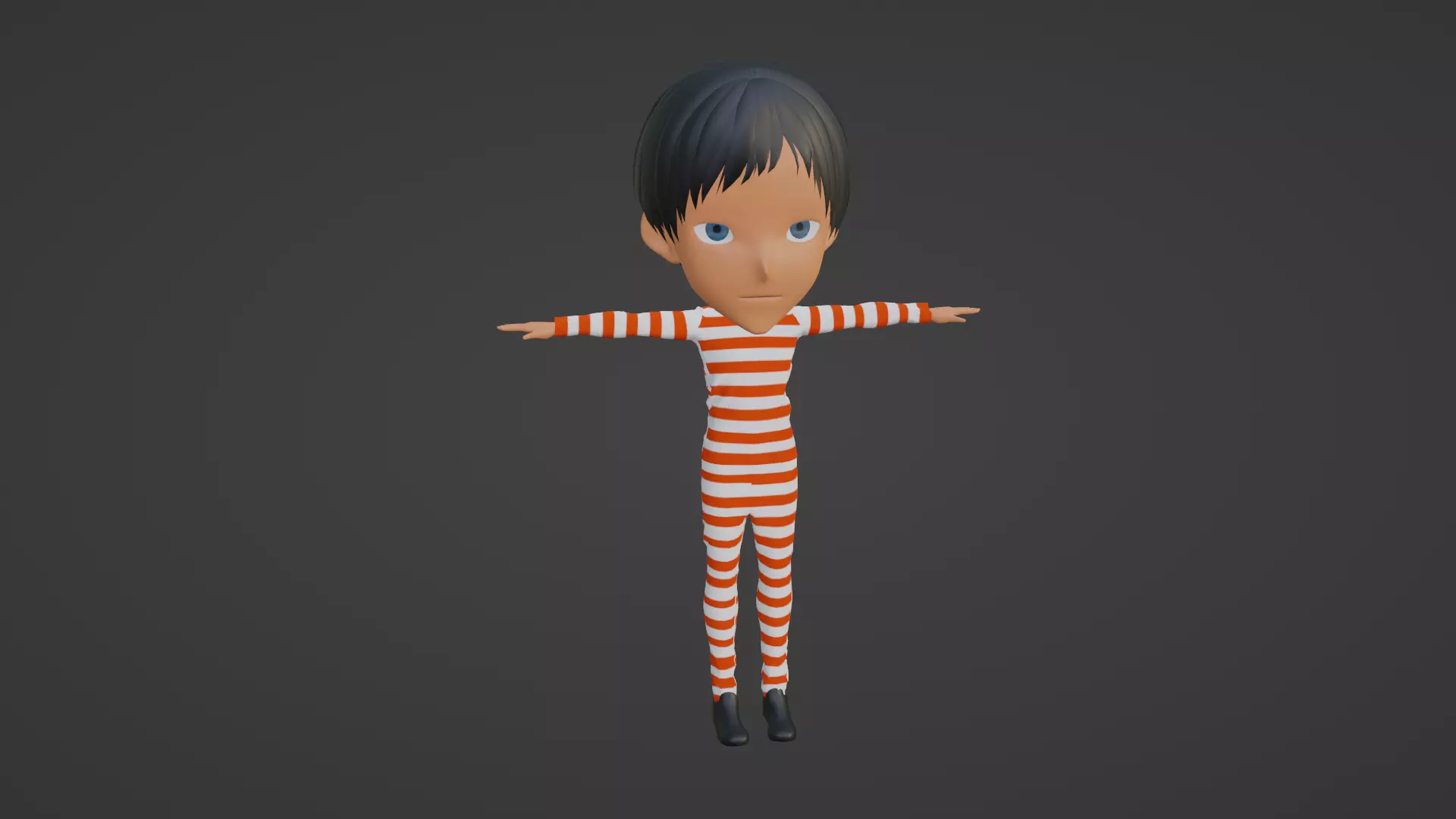 Prisoner Cartoon character Low-poly 3D model_0