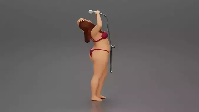 Fat girl in bikini taking shower 3D print model