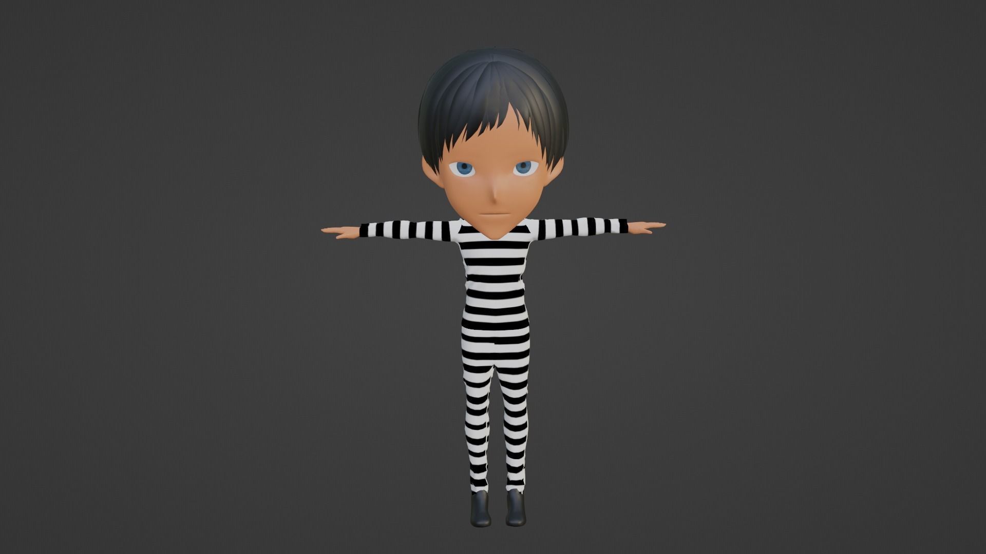 Prisoner Cartoon Character Low-poly 3D model_4