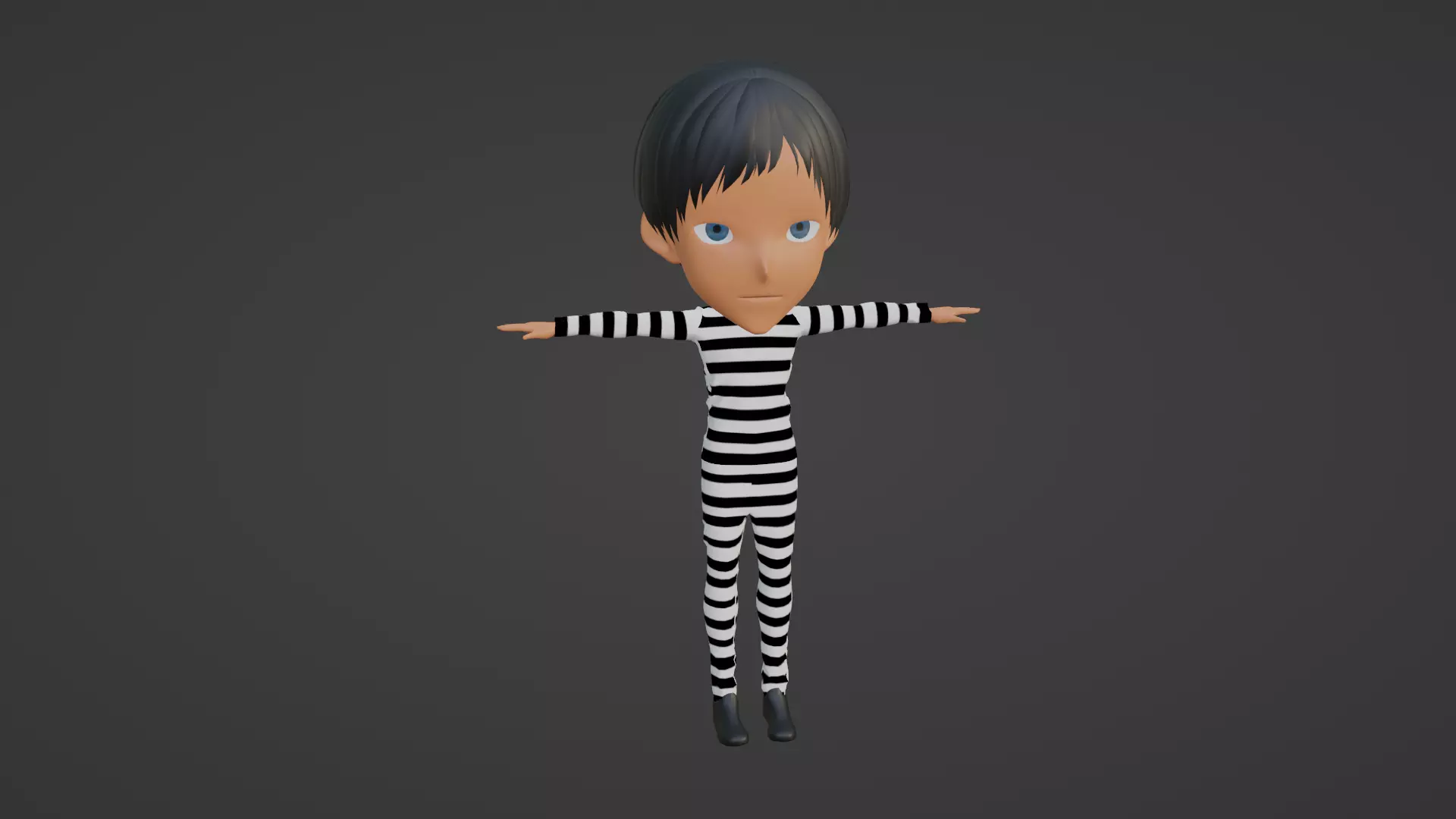 Prisoner Cartoon Character Low-poly 3D model_0