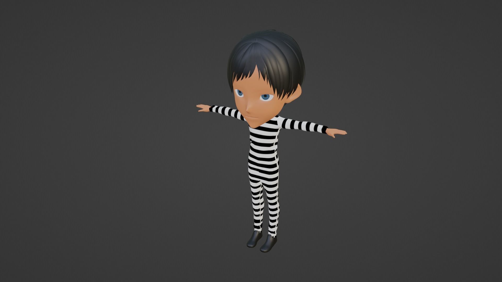 Prisoner Cartoon Character Low-poly 3D model_2