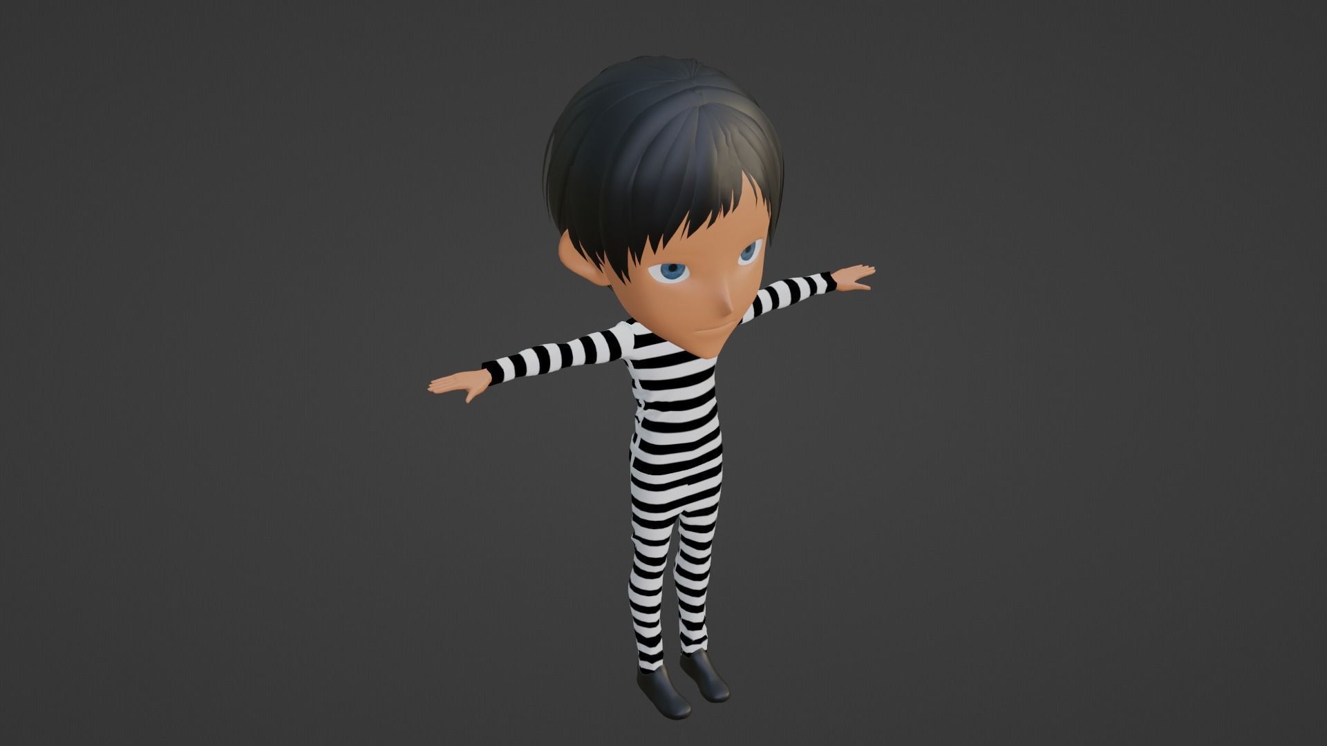 Prisoner Cartoon Character Low-poly 3D model_3