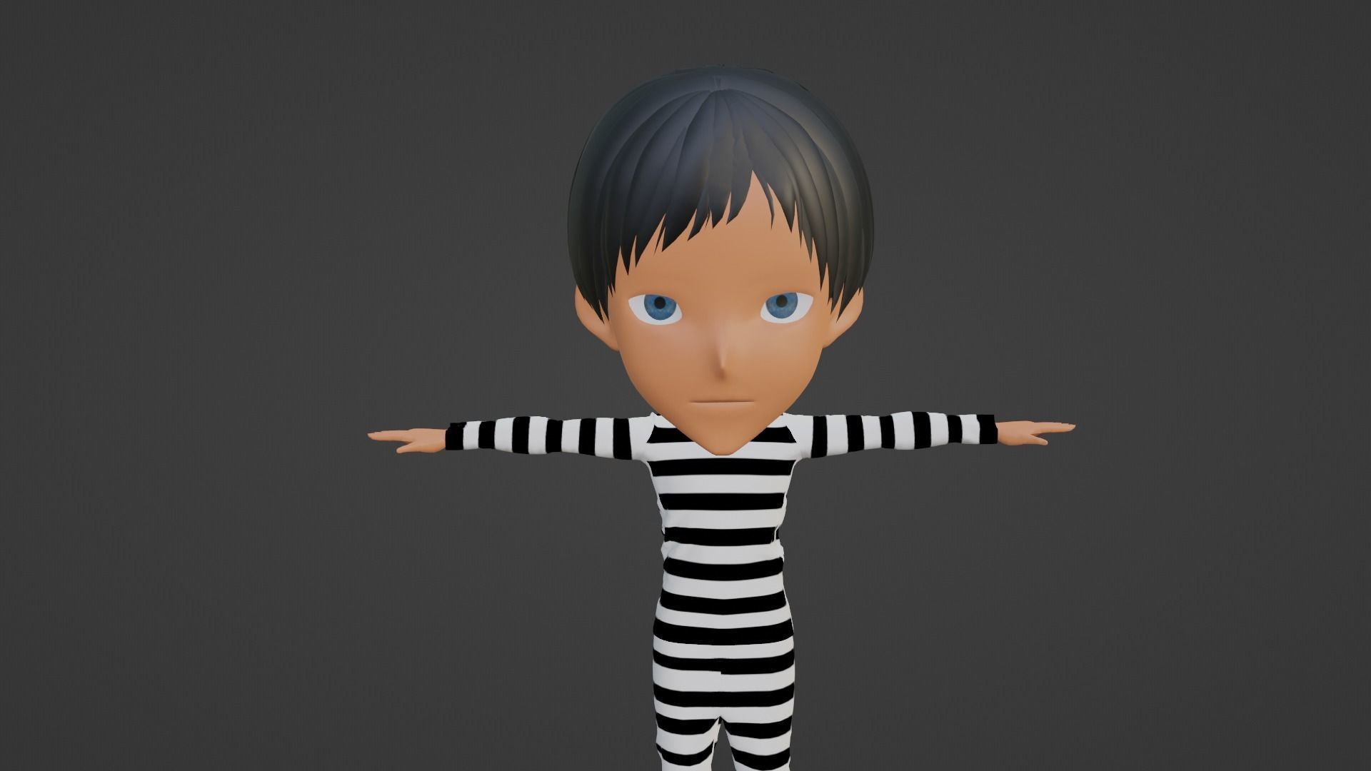 Prisoner Cartoon Character Low-poly 3D model_6