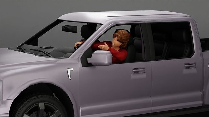 Angry Young Woman in mini shirt screaming In The Car 3D print model