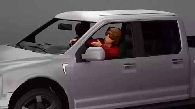 Angry Young Woman in mini shirt screaming In The Car 3D print model