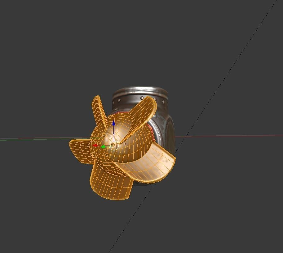 Outboard metal fan Low-poly 3D model_10