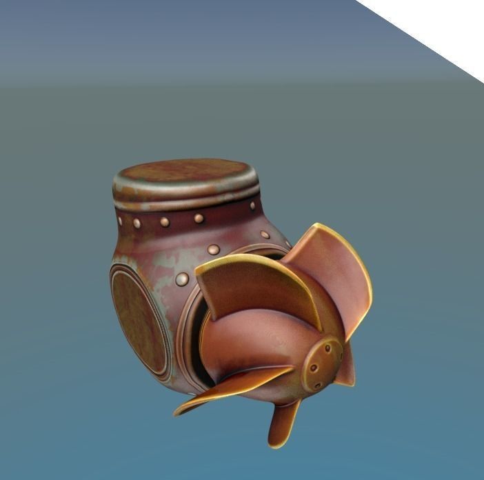 Outboard metal fan Low-poly 3D model_2