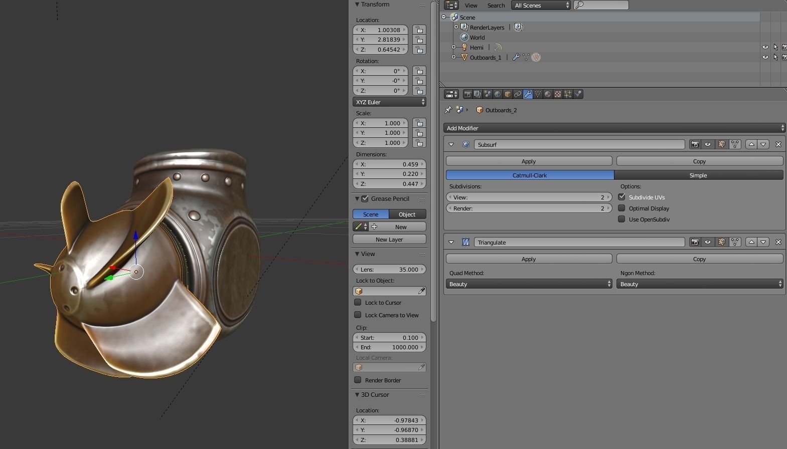 Outboard metal fan Low-poly 3D model_4