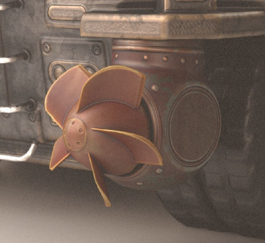 Outboard metal fan Low-poly 3D model_0