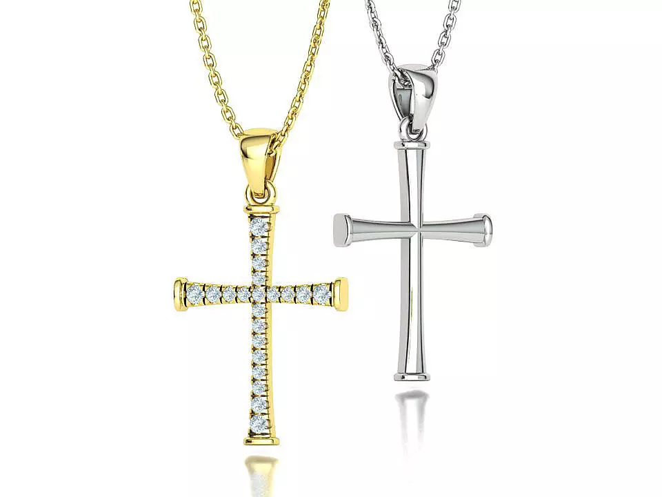 22mm Diamond Cross Bespoke 3Dprint model Necklace 3D print model