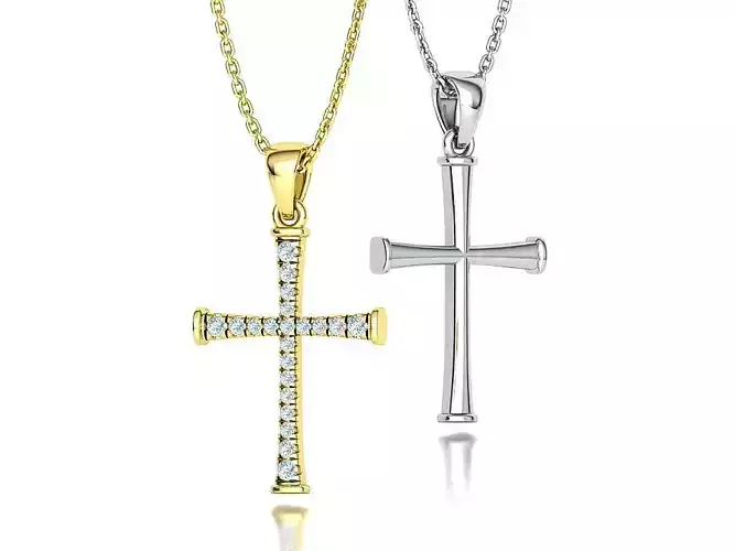 22mm Diamond Cross Bespoke 3Dprint model Necklace 