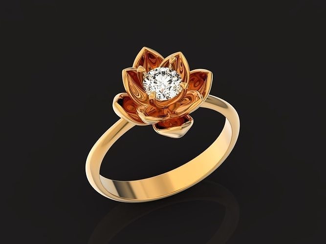 Lotus flower ring 978 3D print model