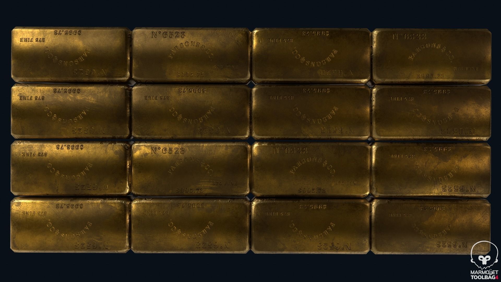 Gold Bar Crate Low-poly 3D model_10