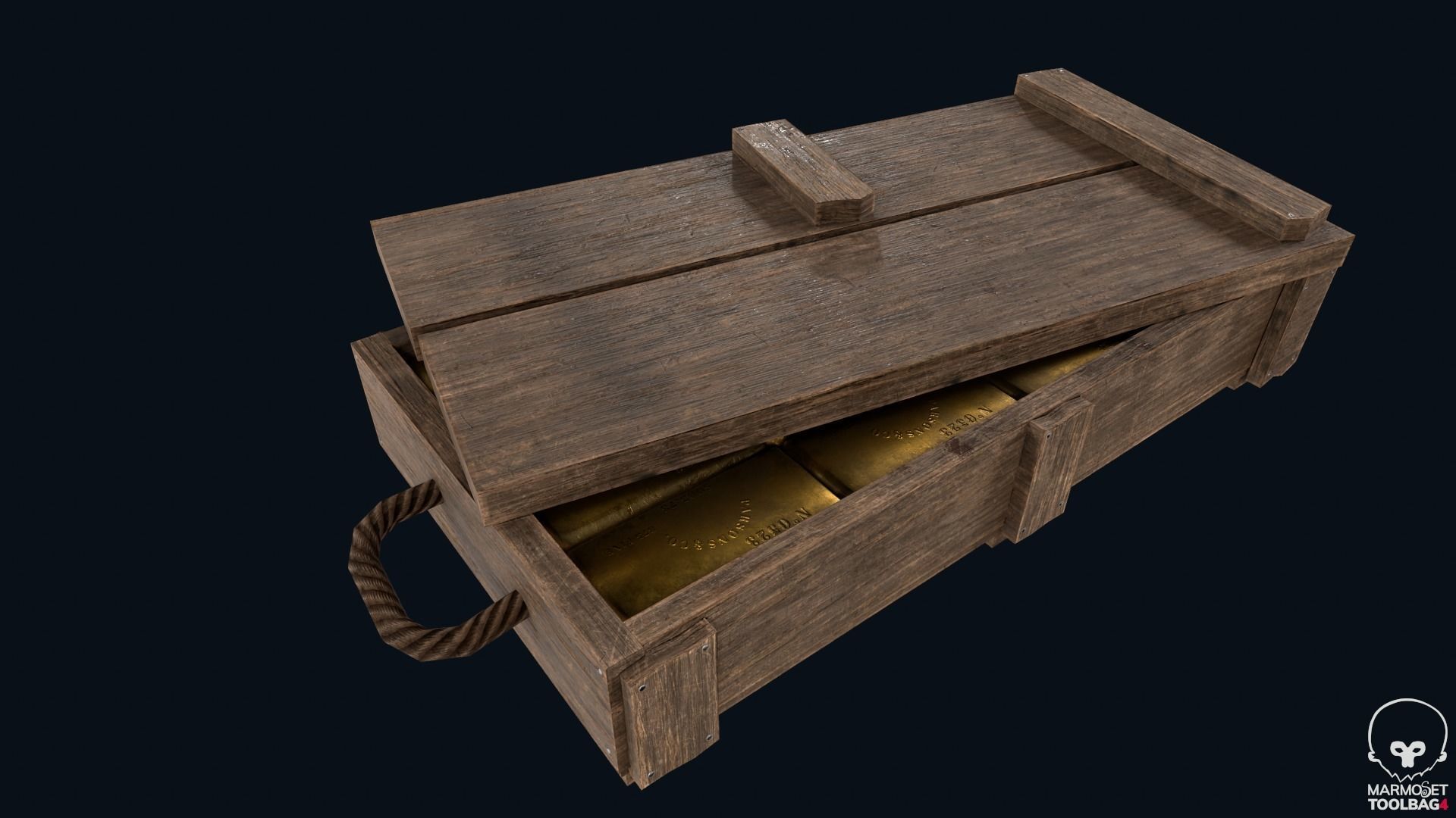 Gold Bar Crate Low-poly 3D model_3
