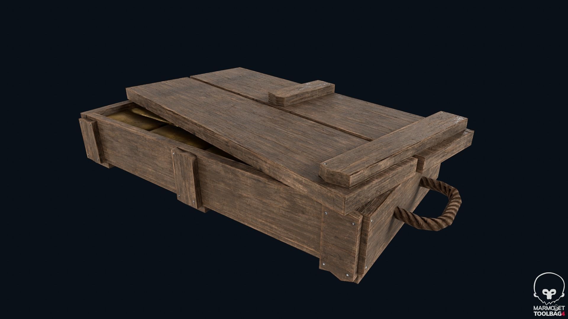 Gold Bar Crate Low-poly 3D model_4