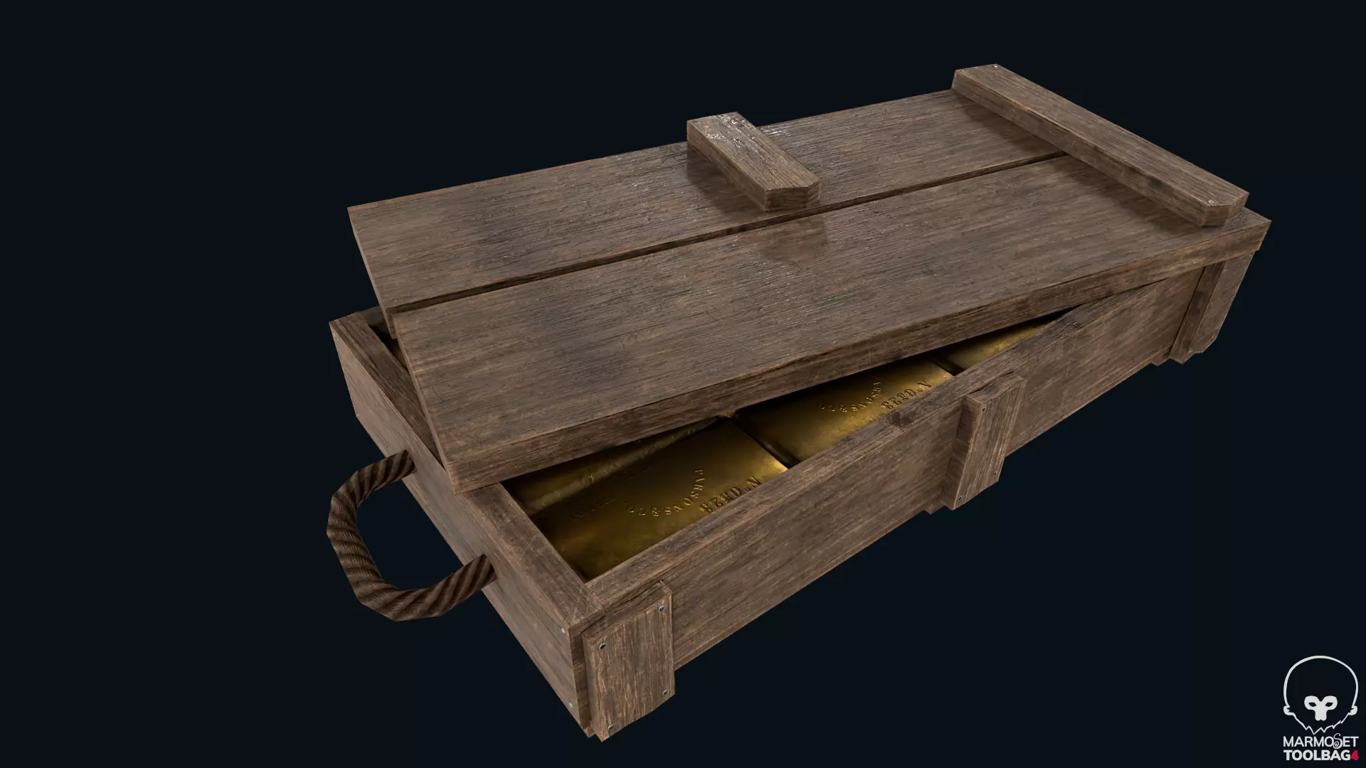 Gold Bar Crate Low-poly 3D model_0