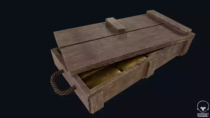 Gold Bar Crate Low-poly 3D model