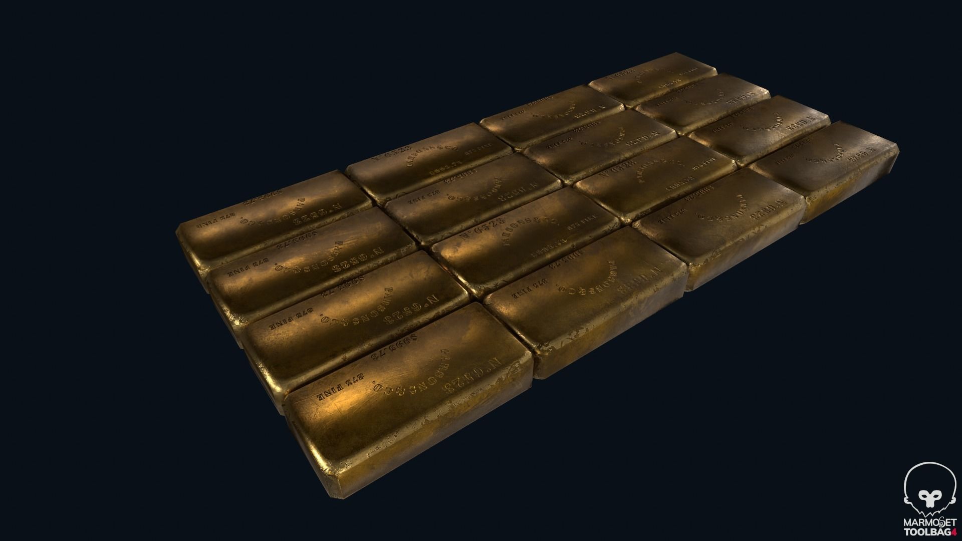 Gold Bar Crate Low-poly 3D model_9
