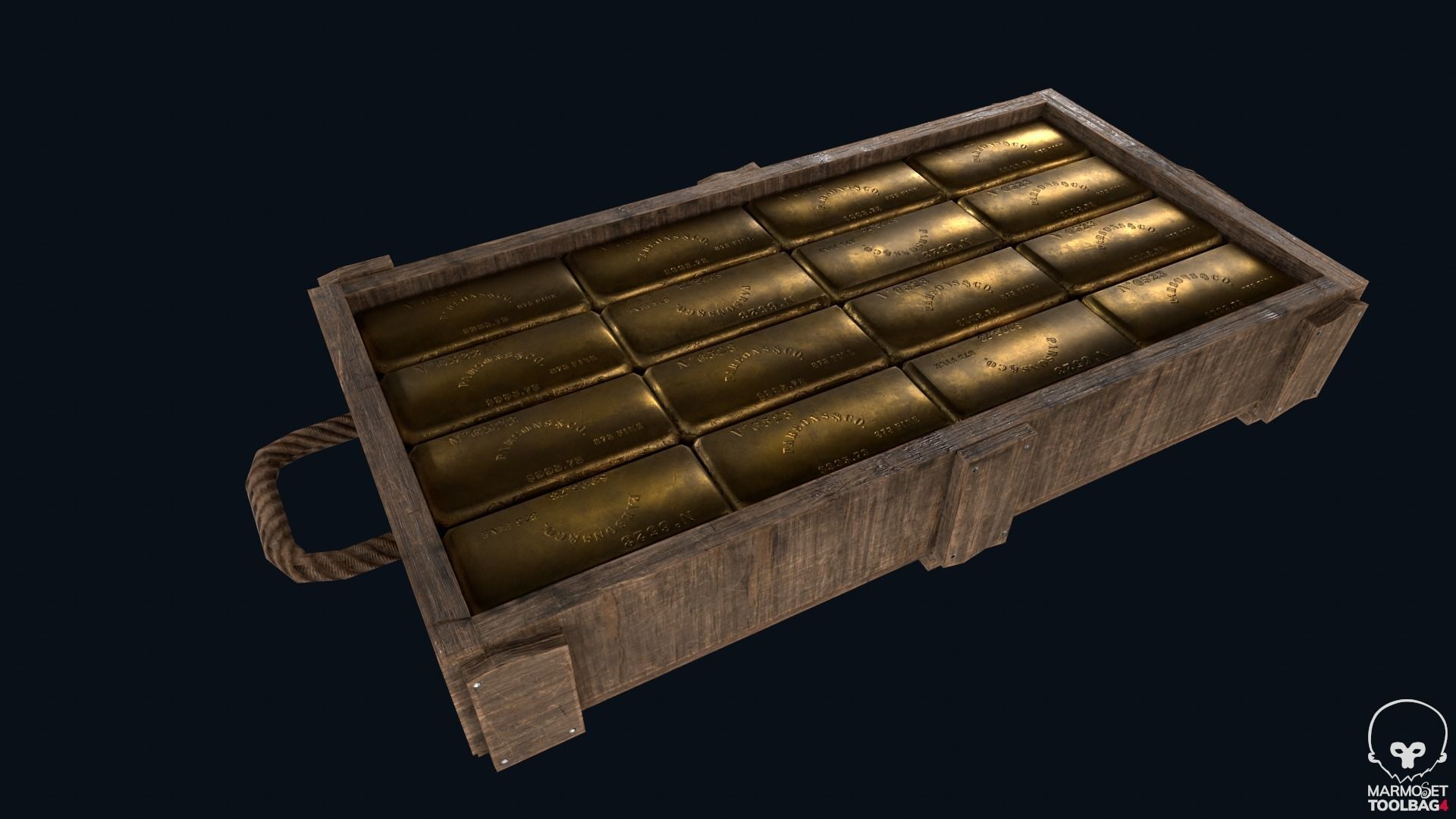 Gold Bar Crate Low-poly 3D model_7