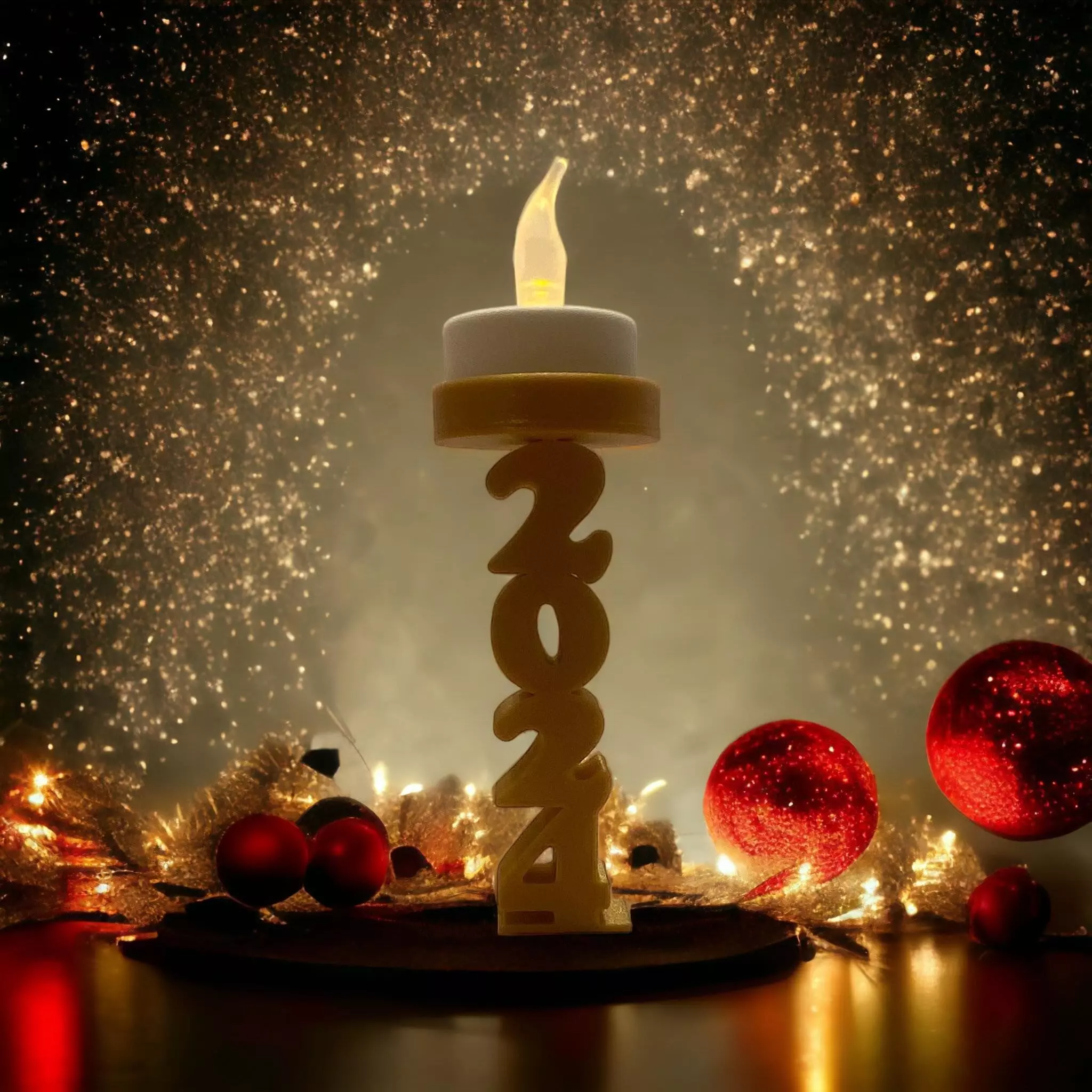 christmas tea light 2024 dragon year holder 3D print model_0